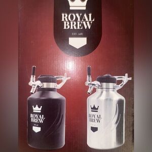 NEW - Royal Brew Nitro Coffee Growler Pro Silver Coffee Keg with Tap